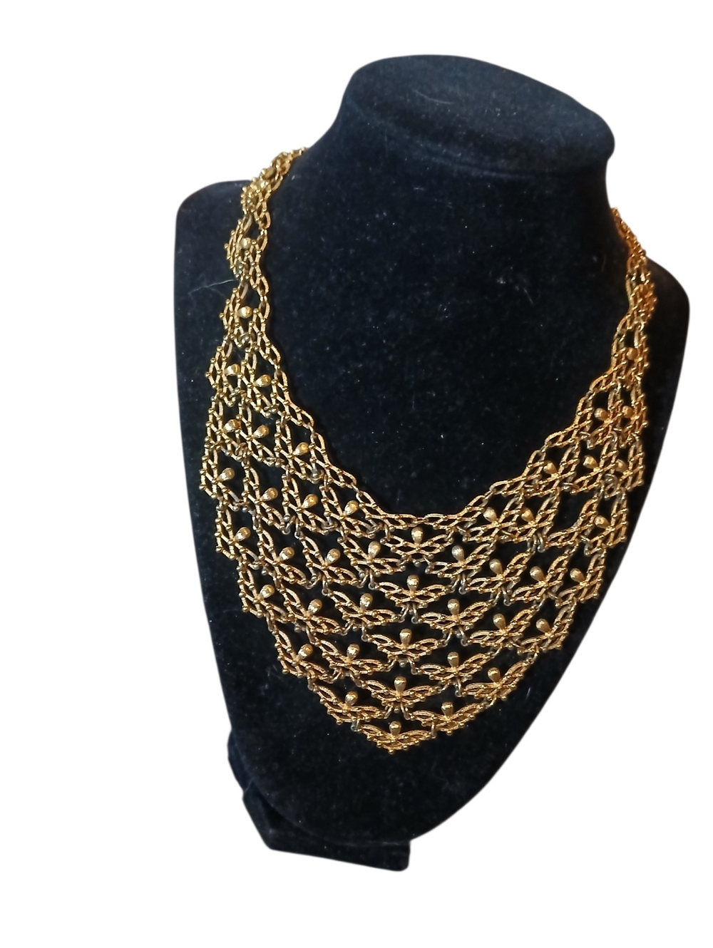 Monet Signed Vintage Bib Style Statement Necklace - Picture 6 of 12